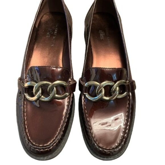 NWT AK Anne Klein iFlex Aklina ‎ Brown Patent Leather Loafer Women's - Size 6 - Picture 1 of 8